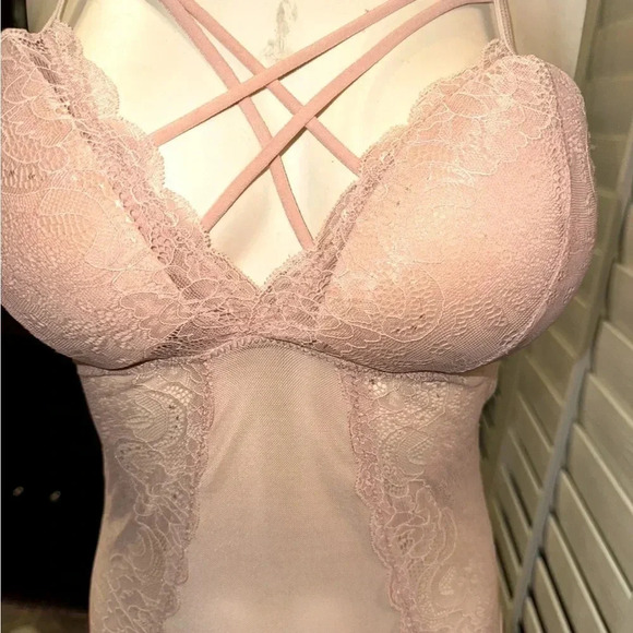 Kathy blush Lace and mesh Bodysuit Lingerie padded Push-Up teddy size S-M - Picture 4 of 14